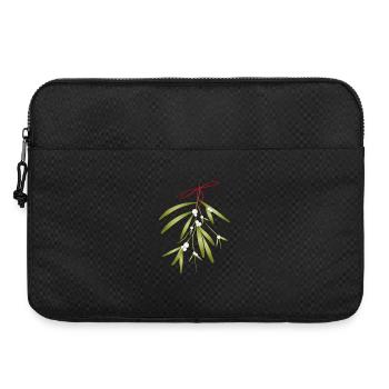 Festlich illustrierter Mistelzweig & weiße Beeren - Laptoptasche 15" - Schwarz - Vorne