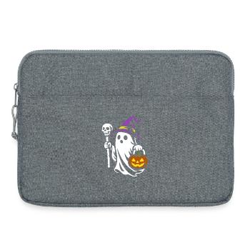 Fantôme, Costume de fête d’Halloween - Citrouille - Sacoche pour ordinateur portable 15 pouces - gris chiné - Devant
