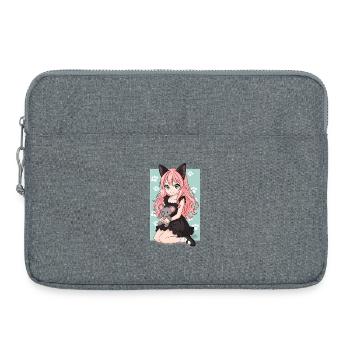 fille_chat - Laptop bag 15" - heather grey - Front