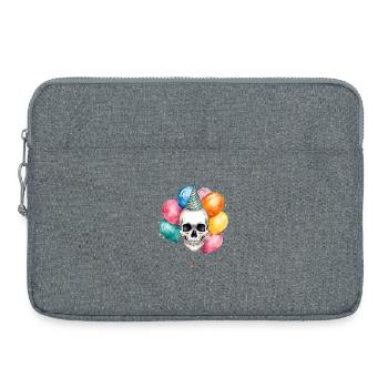 Crâne avec chapeau de fête et ballons joyeux anniversaire - Sacoche pour ordinateur portable 15 pouces - gris chiné - Devant