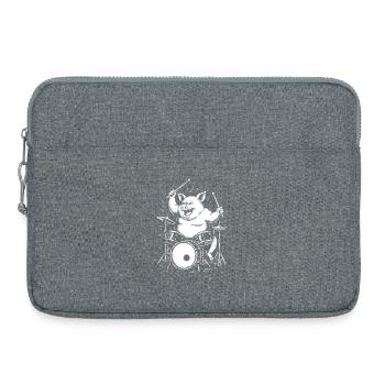 Funny Pig spielt Schlagzeug - Laptoptasche 15" - Grau meliert - Vorne