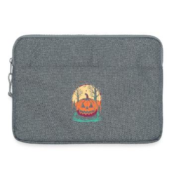 Halloween-Kürbis im Wald - Laptoptasche 15" - Grau meliert - Vorne