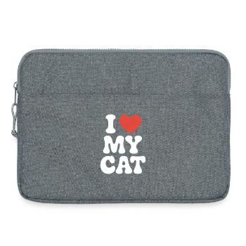 J’aime mon chat ich liebe meine katze - Sacoche pour ordinateur portable 15 pouces - gris chiné - Devant