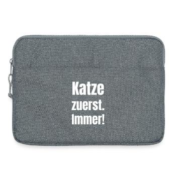 Katze zuerst. Immer! - Laptoptasche 15" - Grau meliert - Vorne