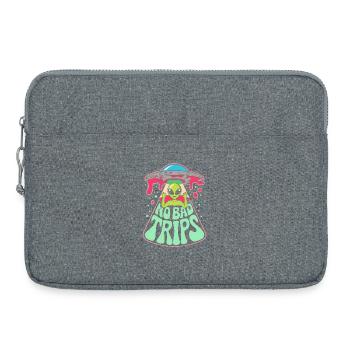 No Bad Trips Alien UFO Psychedelic Retro Art - Laptop bag 15" - heather grey - Front