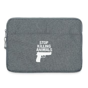 Stop Animal Murder – Statement Shirt - Laptop bag 15" - heather grey - Front