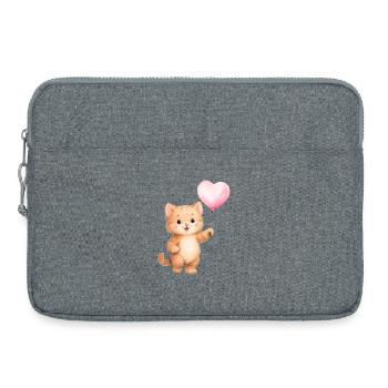 Herzballon Katze - Laptoptasche 15" - Grau meliert - Vorne