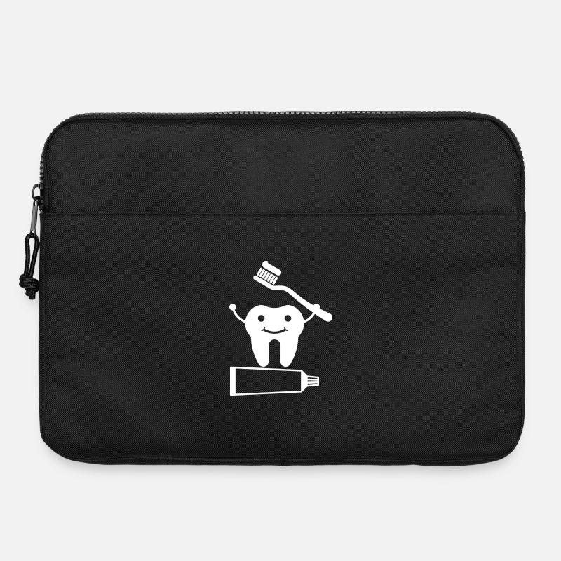 Zahn mit Zahnbürste und Zahnpasta - Laptoptasche 15" - Schwarz