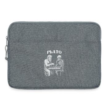 Plato and Skeleton playing Chess - Laptop bag 15" - heather grey - Front