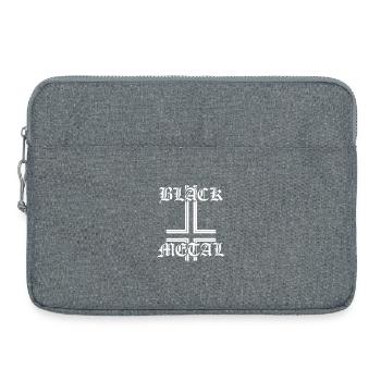 Black metal headbanger antichrist pentagram witcher - Laptop bag 15" - heather grey - Front