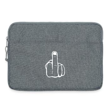 Fuck You Finger Mittelfinger Hand Symbol weiß - Laptoptasche 15" - Grau meliert - Vorne