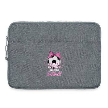 Echte Mädchen spielen Fußball Fußballerin Geschenk - Laptoptasche 15" - Grau meliert - Vorne