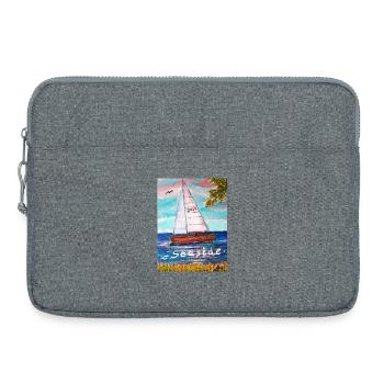 EC Vacances I Bateau I Mer I Bord de mer I Voile I - Sacoche pour ordinateur portable 15 pouces - gris chiné - Devant
