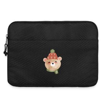 ours mignon avec bonnet à pompon et écharpe en hiver - Sacoche pour ordinateur portable 15 pouces - noir - Devant