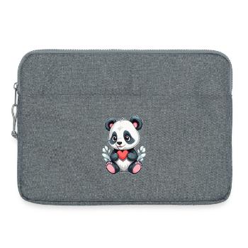 Panda avec cœur - Sacoche pour ordinateur portable 15 pouces - gris chiné - Devant