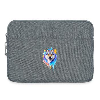 Wolf Watercolor Painting - Laptop bag 15" - heather grey - Front