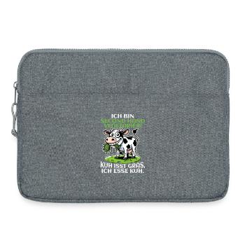 Ich bin Second Hand Vegetarier - Kuh Meme - Laptoptasche 15" - Grau meliert - Vorne