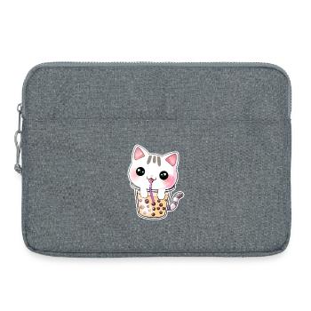 Kawaii Bubble Tea Chat - Sacoche pour ordinateur portable 15 pouces - gris chiné - Devant