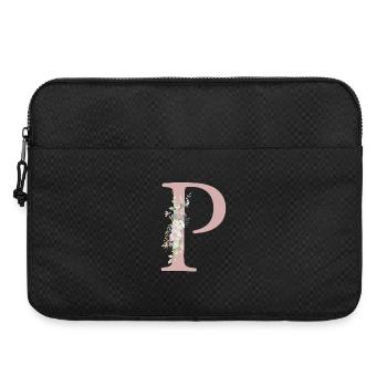 P Monogramme, Floral, Personnalisable - Sacoche pour ordinateur portable 15 pouces - noir - Devant