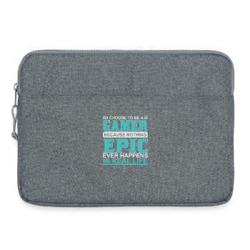 L’épopée du joueur dans la vraie vie - Sacoche pour ordinateur portable 15 pouces - gris chiné - Devant
