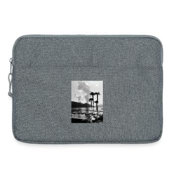 Black and white palm trees by the lake - Laptop bag 15" - heather grey - Front