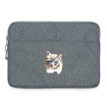 Chat aux yeux bleus - Sacoche pour ordinateur portable 15 pouces - gris chiné - Devant