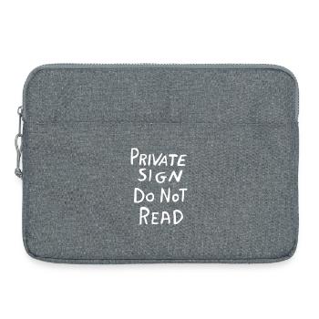 Private Sign – Witziges Privatschild Design - Laptoptasche 15" - Grau meliert - Vorne