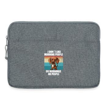 Dackel mit Kaffee I dont like Morning People - Laptoptasche 15" - Grau meliert - Vorne