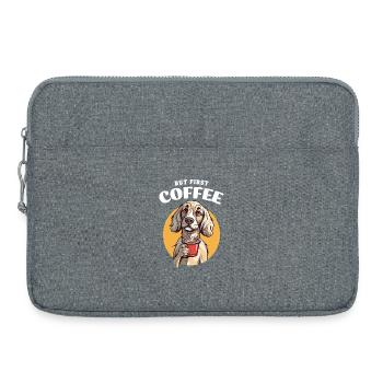 Café Mais D’abord Café Chien Animal Disant Drôle - Sacoche pour ordinateur portable 15 pouces - gris chiné - Devant