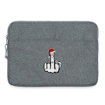 Doigt d’honneur de Noël avec chapeau de Père Noël - Sacoche pour ordinateur portable 15 pouces - gris chiné - Devant