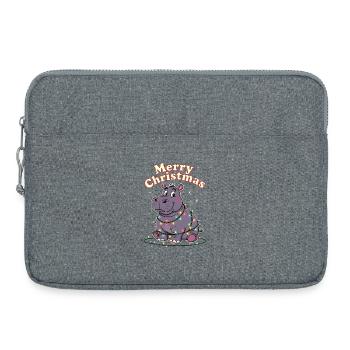 Afrika Weihnachten Zoo Nilpferd Merry Christmas - Laptoptasche 15" - Grau meliert - Vorne