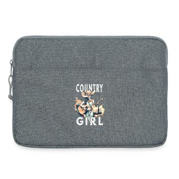 Country Music Girl Guitar Ouest USA Vintage - Sacoche pour ordinateur portable 15 pouces - gris chiné - Devant
