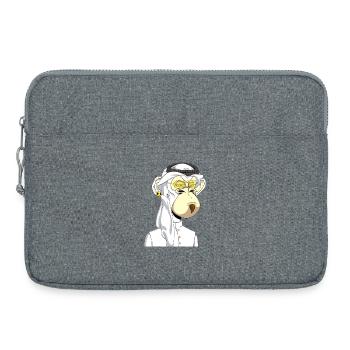 Singe avec des lunettes dorées - Sacoche pour ordinateur portable 15 pouces - gris chiné - Devant