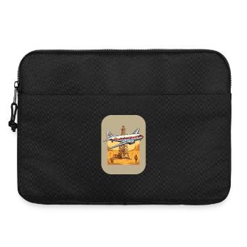 Vintage airplane over oil rig desert - Laptop bag 15" - black - Front