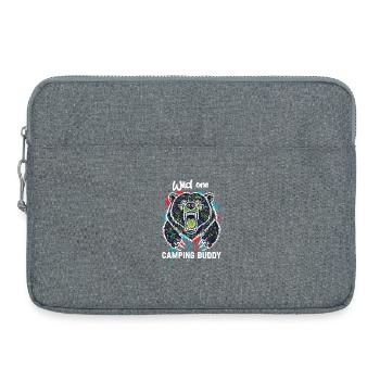 Wilder Campingkumpel Grizzlybär - Laptoptasche 15" - Grau meliert - Vorne