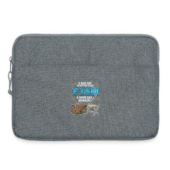 Camping Fishing Humor Bad Day Fish Better Working - Laptop bag 15" - heather grey - Front