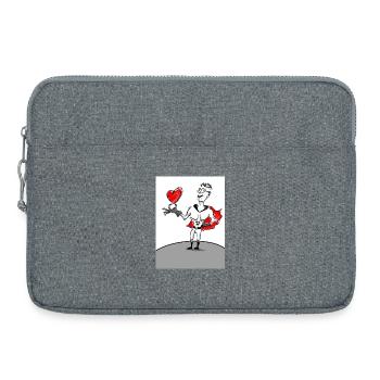 Herzheld: Superheld mit Herz - Laptoptasche 15" - Grau meliert - Vorne