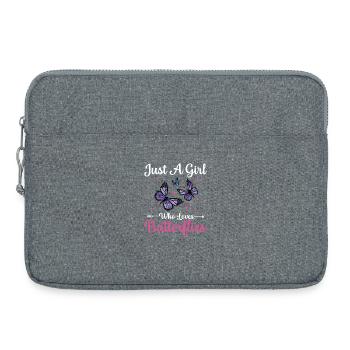 Fille qui aime les papillons - Sacoche pour ordinateur portable 15 pouces - gris chiné - Devant