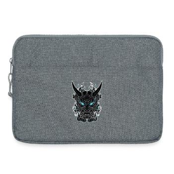 Cyberpunk-Porträt Oni-Maske Blau - Laptoptasche 15" - Grau meliert - Vorne