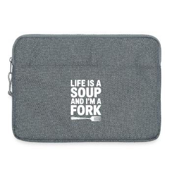 Das Leben ist eine Suppe und ich bin eine Gabel - Laptoptasche 15" - Grau meliert - Vorne
