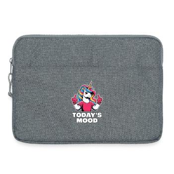 Unicorn Rainbow Mane Today Whimsy Middle Finger - Laptop bag 15" - heather grey - Front