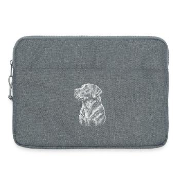 Chemise en dessin de trait de chien portrait Labrador - Sacoche pour ordinateur portable 15 pouces - gris chiné - Devant