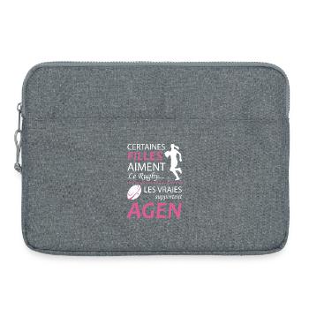 Certaines Filles Aiment Le Rugby Les Vraies Sup... - Sacoche pour ordinateur portable 15 pouces - gris chiné - Devant