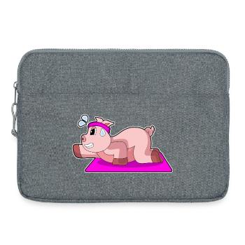 Pig Yoga Fitness Gymnastics - Laptop bag 15" - heather grey - Front