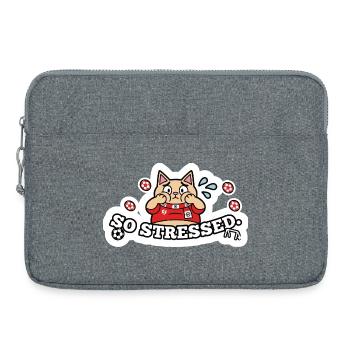 Lustige gestresste Fußball-Fankatze Fußball-Aufkleber-Kunst - Laptoptasche 15" - Grau meliert - Vorne