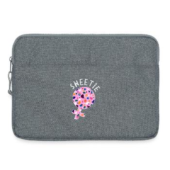 Süßigkeiten Nachspeise Naschen Süß Spruch - Laptoptasche 15" - Grau meliert - Vorne
