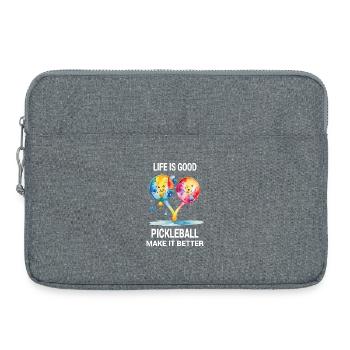 La vie est belle. Le pickleball l’améliore - Sacoche pour ordinateur portable 15 pouces - gris chiné - Devant