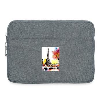 Tour Eiffel en aquarelle automnale - Sacoche pour ordinateur portable 15 pouces - gris chiné - Devant
