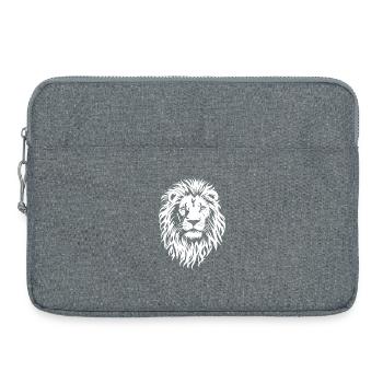 Tête de lion majestueuse en noir et blanc - Sacoche pour ordinateur portable 15 pouces - gris chiné - Devant