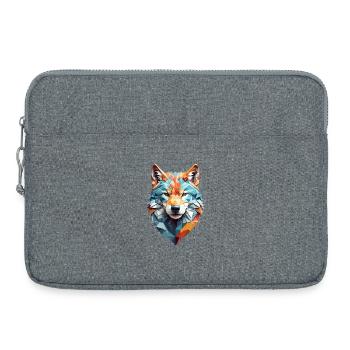 Tête de loup géométrique - Sacoche pour ordinateur portable 15 pouces - gris chiné - Devant
